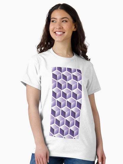 3D PURPLE CUBE GEOMETRIC PATTERN on White Background (v1PURPLE on WHITE) ©