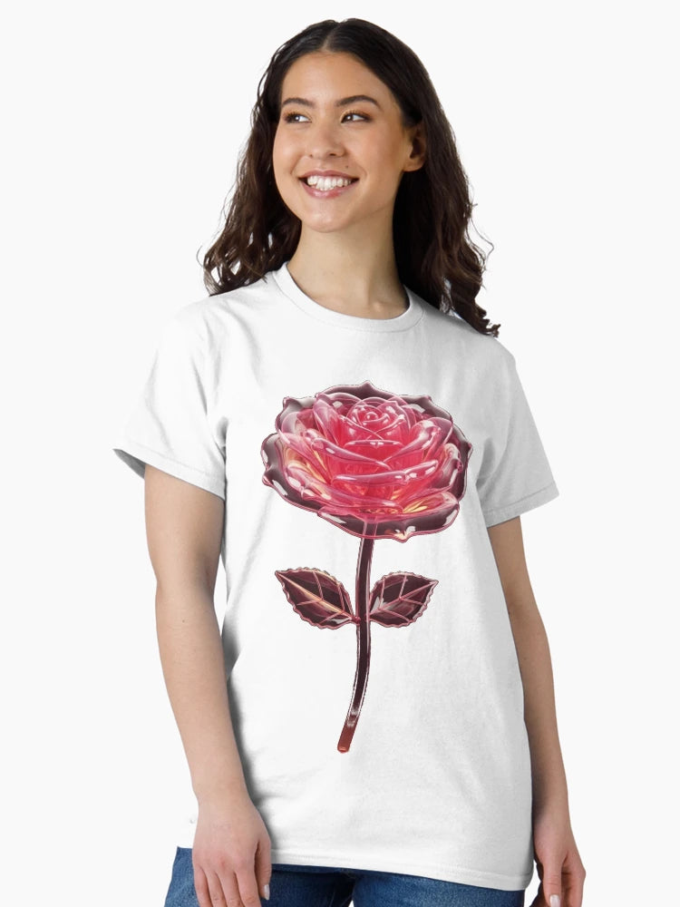 Eternal Crystal Glass Rose with Golden Heart