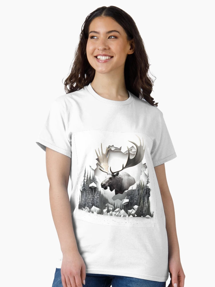 3D Moose in a Forest Wall Hole