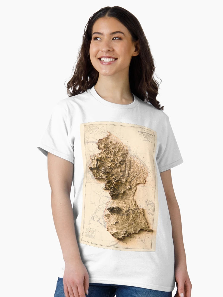 1913 Guyana Relief Map 3D digitally-rendered