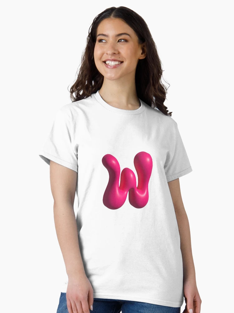 3D Pink Jelly Letter W – Glossy Bubble Alphabet Art