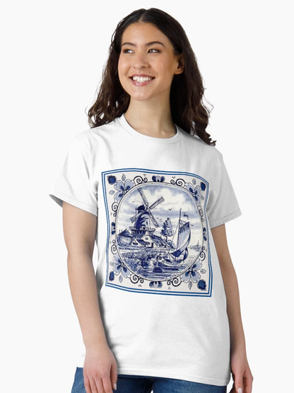 DUTCH BLUE DELFT: Vintage Windmill Print