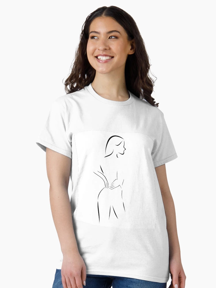 Abstract drawing of a woman massaging her back