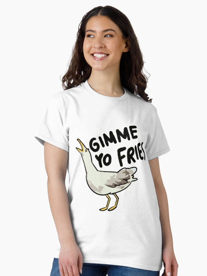 Gimme Yo Fries, Funny Sticker, Seagull Sticker, Bird Seagull Beach Summer Vibe Decal