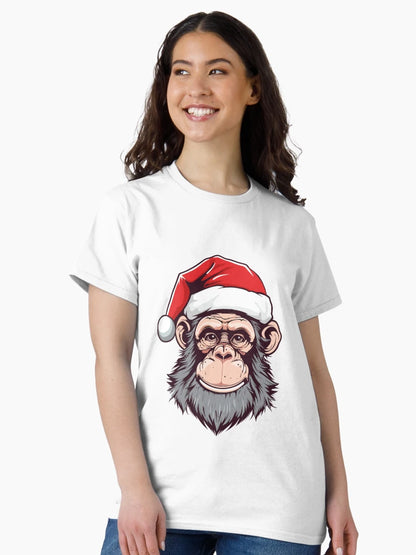 Adorable Monkey Head in Christmas Hat