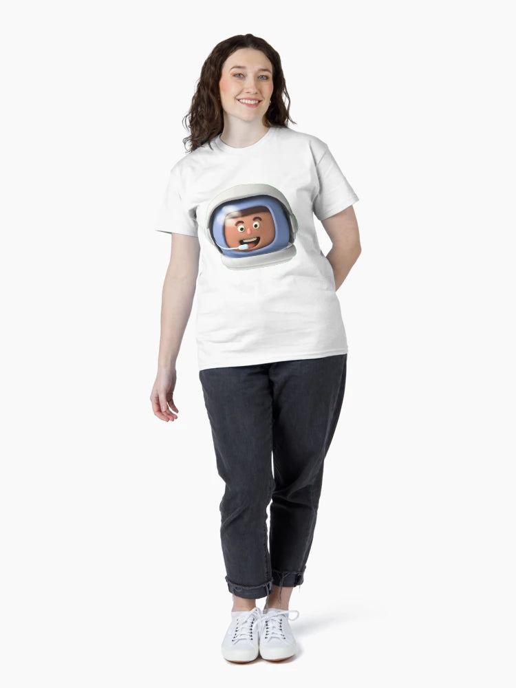 3D Astronaut Head Front-Facing White Suit Mid-Brown Skinned Person