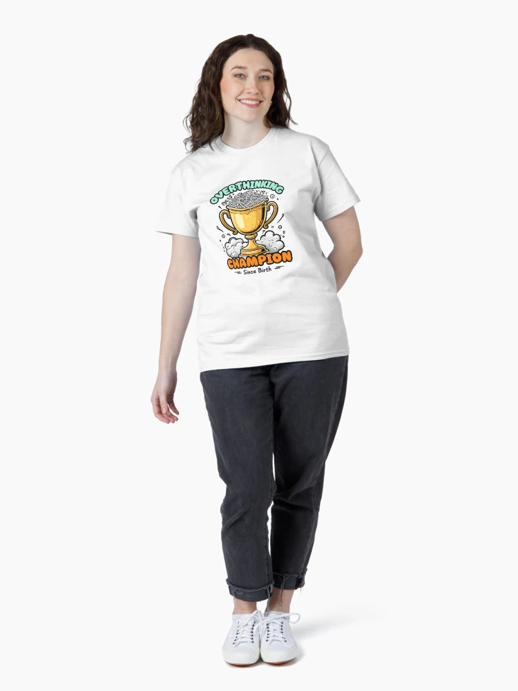 Overthinking Champion Trophy – Funny Mental Health Humor Design