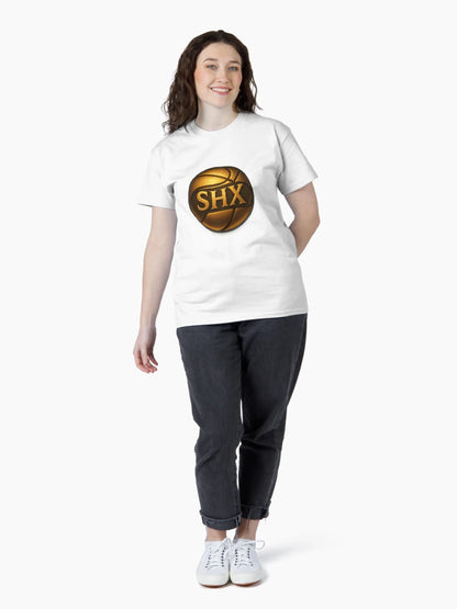 Golden Basketball SHX Logo | Glowing Emblem Design