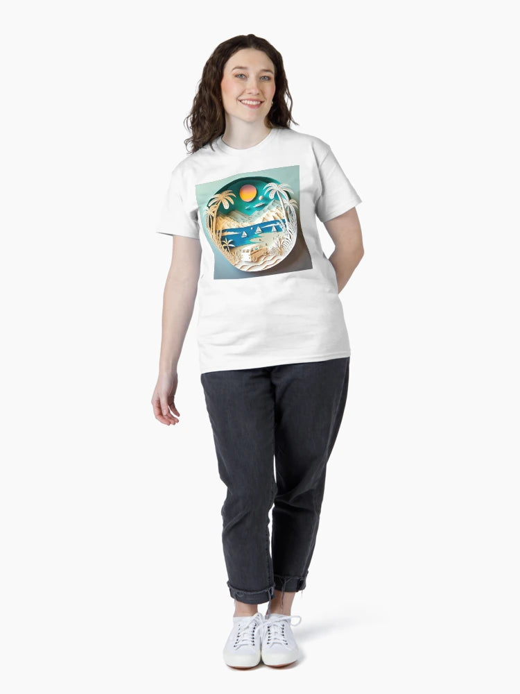 3D Effect Papercut Art - Beach Scene