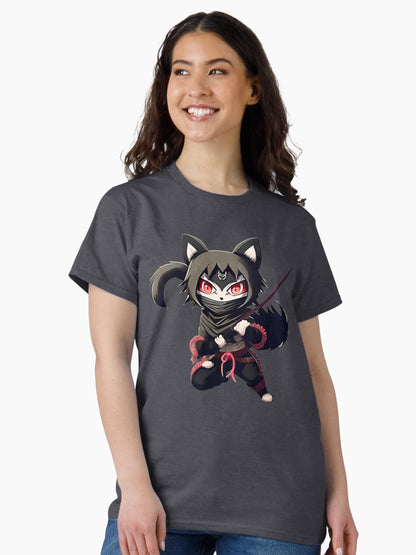 3D Anime Feline Ninja Hero Ready with Sword Drawn and Pink, Black and Grey Tones