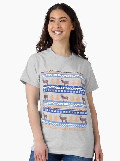 Fair Isle Classic Patchwork Reindeer Ugly Christmas Sweater Print 1