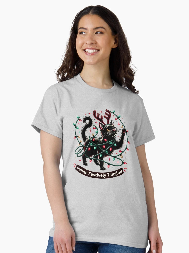 Feline Festively Tangled, cute black Christmas Cat
