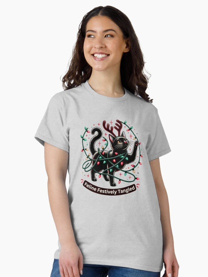 Feline Festively Tangled, cute black Christmas Cat