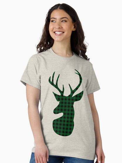 Elegant Green Plaid Deer Design