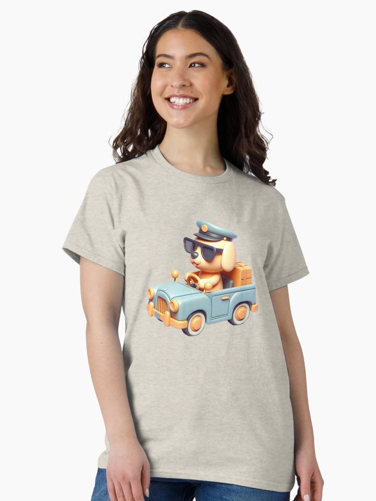 3D Dog with Sunglass Riding a Car, Cute Dog Riding a Car, Adorable Kawaii Dog Riding a Car