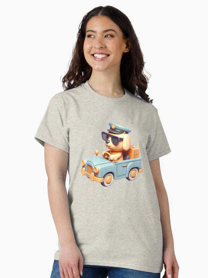 3D Dog with Sunglass Riding a Car, Cute Dog Riding a Car, Adorable Kawaii Dog Riding a Car