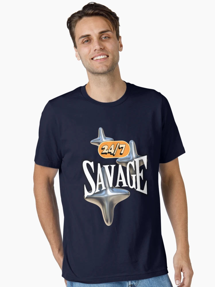 24/7 Savage – Bold 3D Sparkle Typography Design