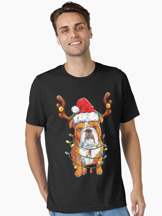 English Bulldog Reindeer Funny Christmas