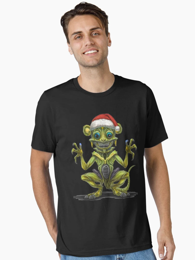 Alien wearing a Santa hat