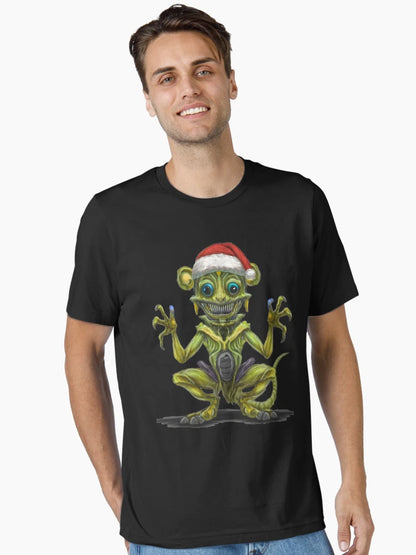 Alien wearing a Santa hat