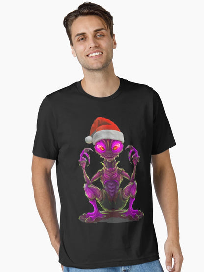 Alien wearing a Santa hat