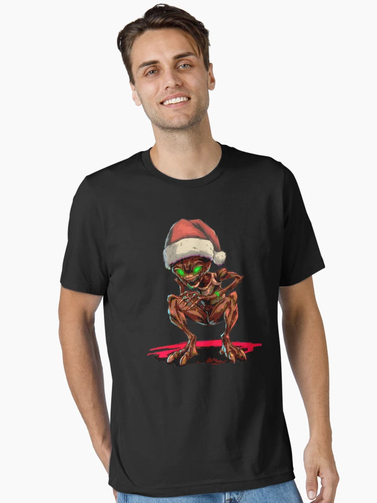 Alien wearing a Santa hat