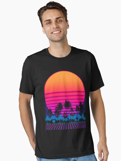 80s Vaporwave Retro Palm trees Sunset