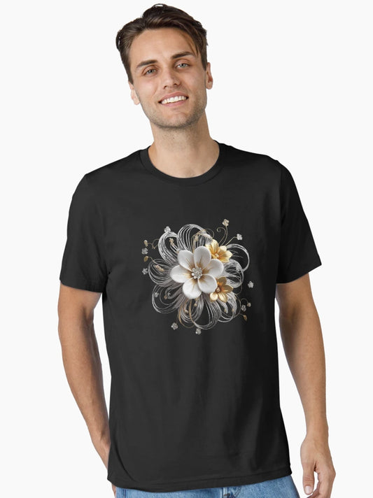 3D white and gold flower