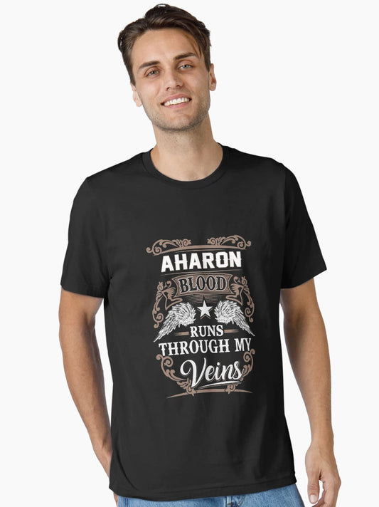 Aharon Name T Shirt - Aharon Blood Runs Through My Veins  Gift Item Tee