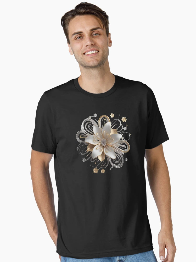 3D bursting white and gold flower