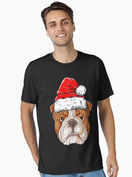 English Bulldog Christmas Dog Santa Hat Xmas