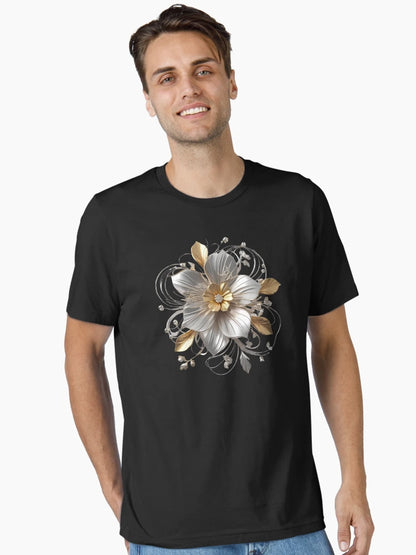 3D delicate white & gold flower