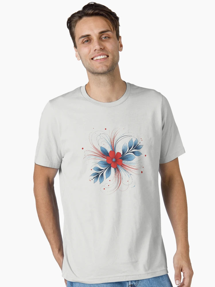 3D delicate blue & red flower