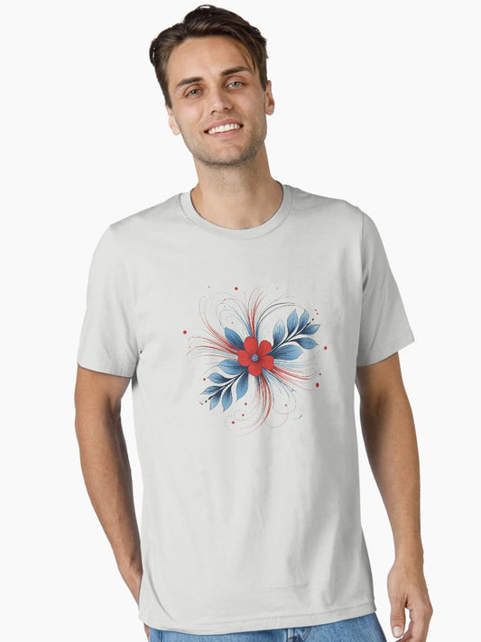 3D delicate blue & red flower