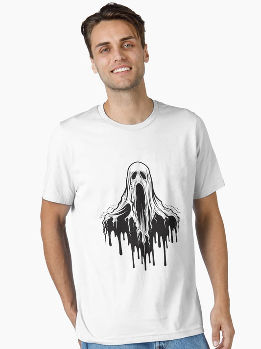 A spooky ghost with black and white colors