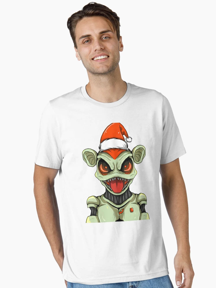 Alien wearing a Santa hat