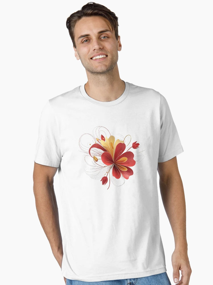 3Ddelicate red & gold flowers