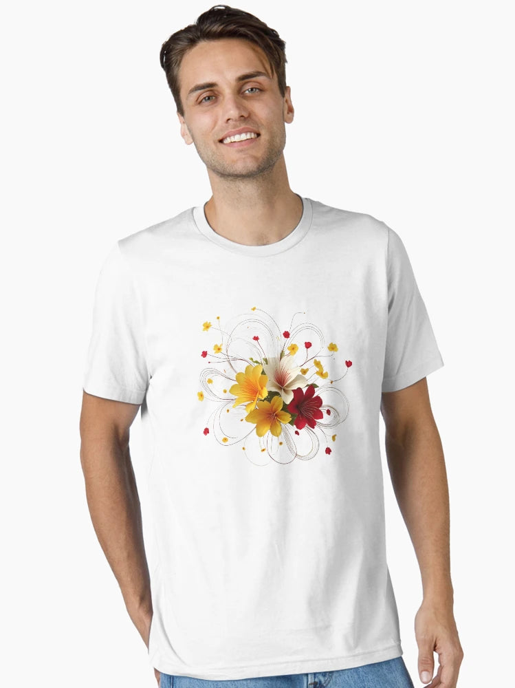 3D red, white & yellow flower