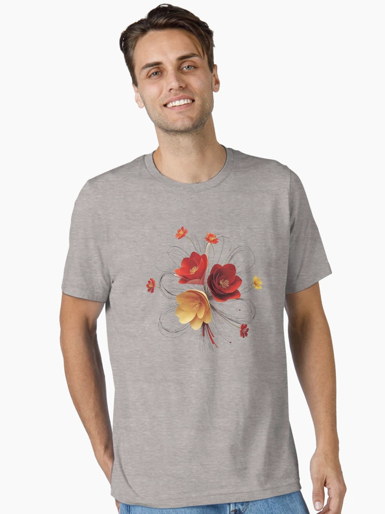 3D red & gold flowers