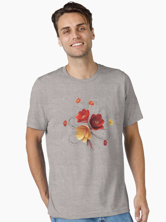 3D red & gold flowers