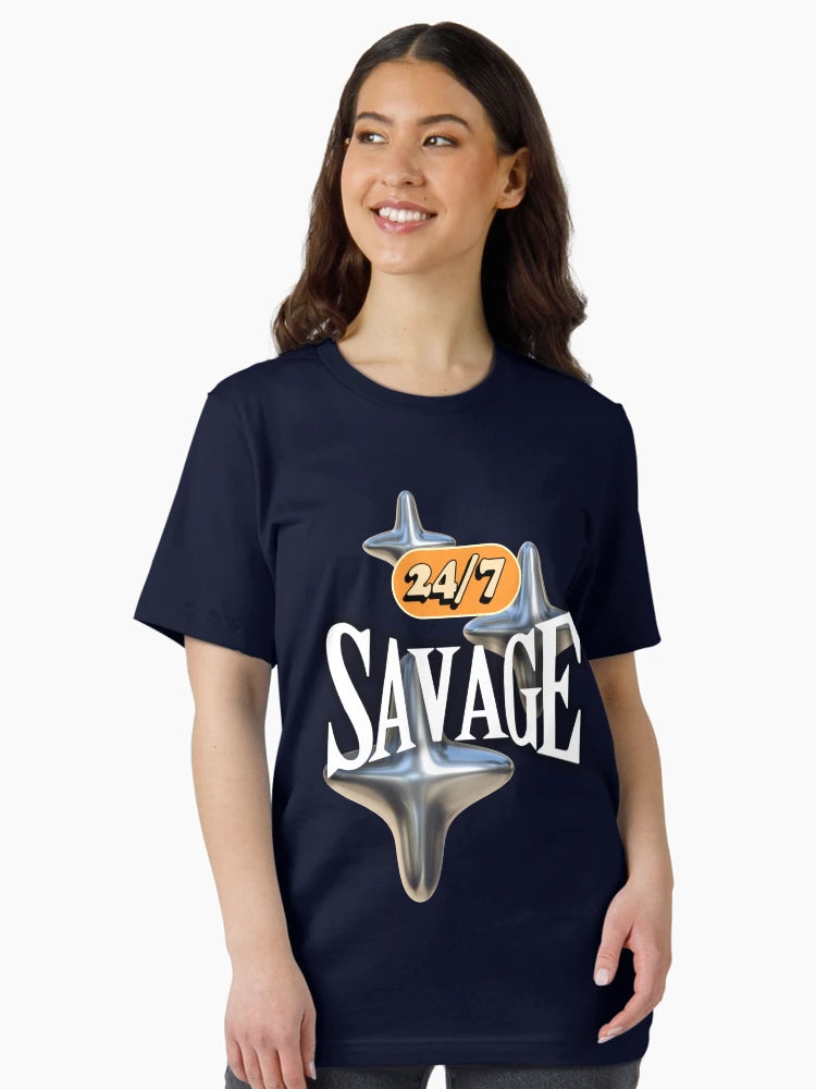 24/7 Savage – Bold 3D Sparkle Typography Design