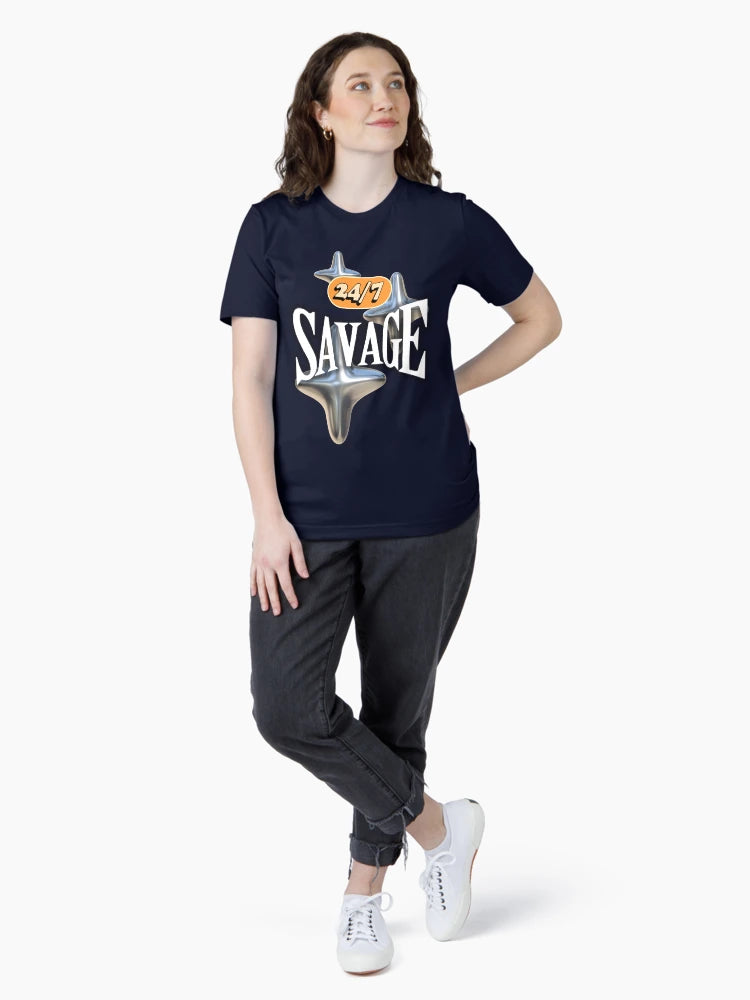 24/7 Savage – Bold 3D Sparkle Typography Design