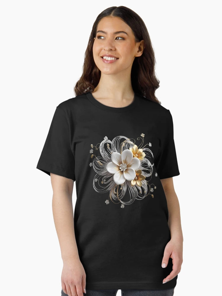 3D white and gold flower