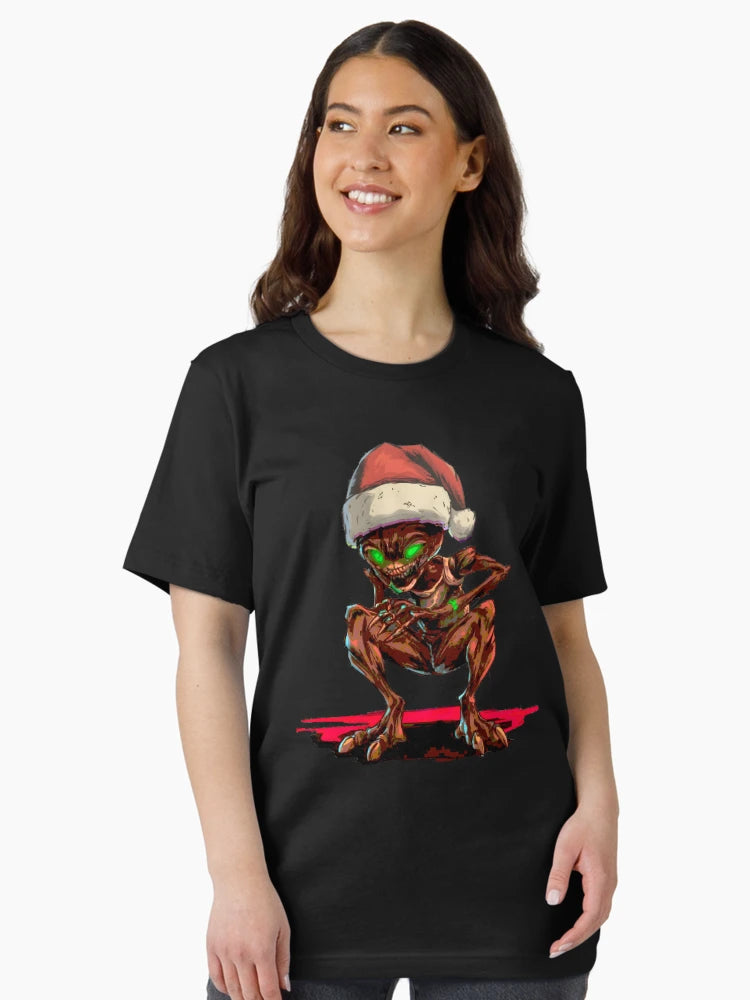 Alien wearing a Santa hat