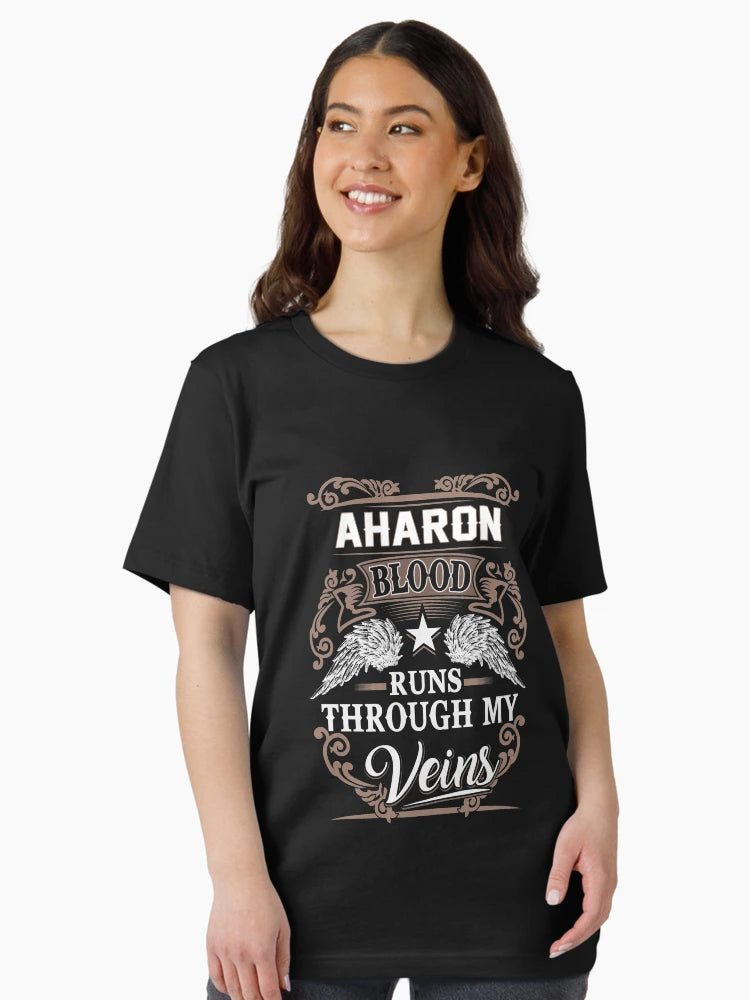 Aharon Name T Shirt - Aharon Blood Runs Through My Veins  Gift Item Tee