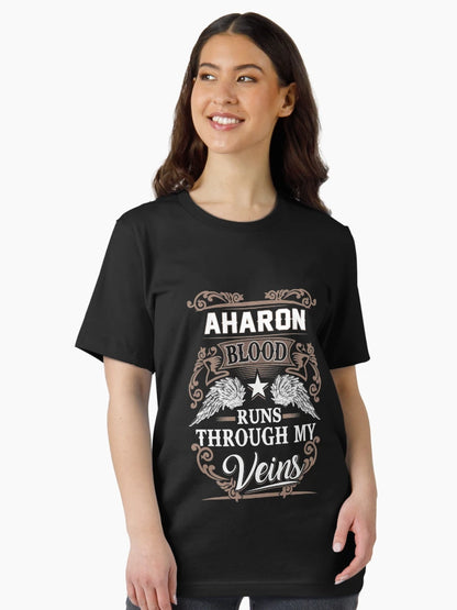 Aharon Name T Shirt - Aharon Blood Runs Through My Veins  Gift Item Tee