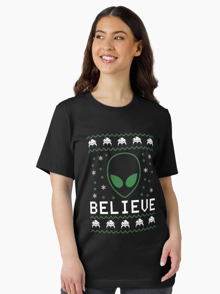 Alien UFO Festive Christmas tees