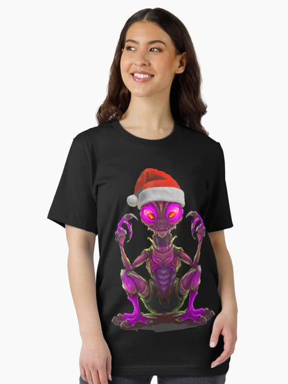 Alien wearing a Santa hat