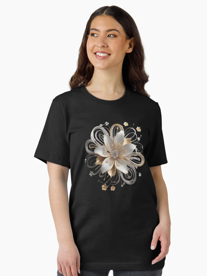 3D bursting white and gold flower