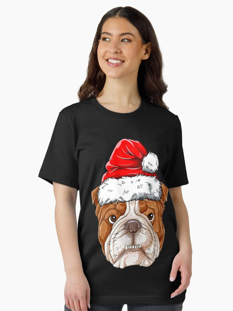 English Bulldog Christmas Dog Santa Hat Xmas